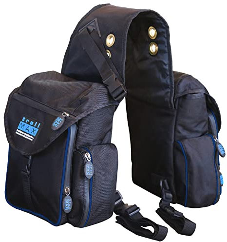 TrailMax 500 Series Isolierte & gepolsterte Rückensatteltaschen für Trail Riding; gepolsterte & isolierte Satteltaschen für Pferde; gepolsterte & isolierte Trail-Taschen für Pferde, blaue Paspelierung