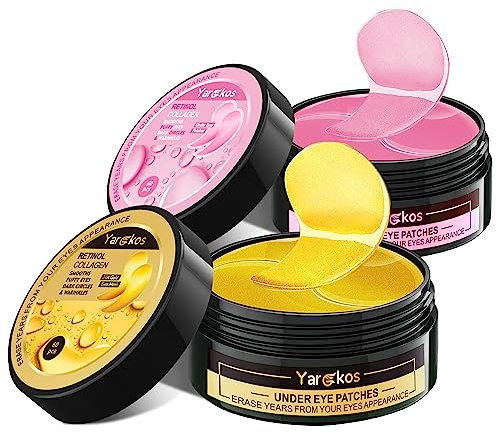 2 Stück 60 Pcs Hydration Feuchtigkeitsspendende Eye Pad Mask, Rosa+24K Gold, 30 Paare Kollagen Hydrogel Anti Aging Augenpads, Hyaluronsäure Augenmaske Dunkle Augenringe Entfernen, Kollagenaugenmaske