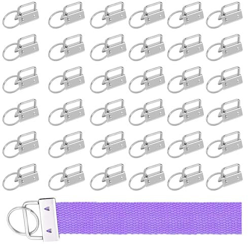ANBOWEI 36 Stück Schlüsselband Rohlinge 25mm Klemmschließeanhänger - Klemmverschluss Schlüsselanhänger Hardware mit Schlüsselring für DIY Anhänger Armband Handarbeit Lanyard Stoff - Silber