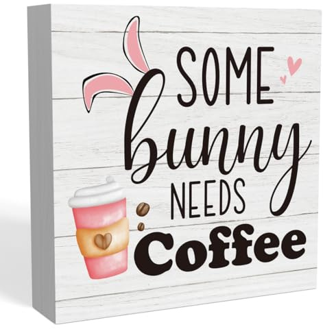 Easter Coffee Bar Decor Easter Decorations for Home Office Funny Bunny Easters Decor for Coffee Bar Kitchen Living Room 5 x 5 inches