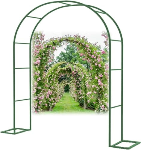 Arco para rosas trepadoras Arco de jardín Arco de metal Arcos L80-350cm H220cm 230cm Pabellones resistentes a interiores exteriores (Color: Verde, Dimensiones: L140x230cm (W4.6x2.3m)))