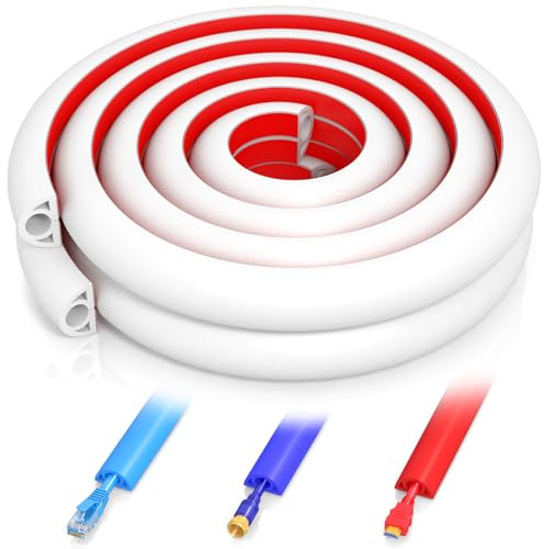 Canal de cable autoadhesivo de 4 m, puente de cable de PVC flexible, fácil de cortar, montaje para todos los cables, hogar, oficina, escuela, conducto para ocultar 1 cable