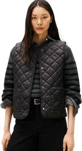 Tommy Hilfiger Chaleco Mujer Padded Quilted Chaleco acolchado, Negro (Black), L