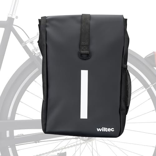 Wiltec Gepäckträgertasche matt schwarz, Fahrradtasche Gepäckträger 16 l Stauraum, Gepäcktasche mit Tragegurt, wasserresistente Fahrrad Tasche