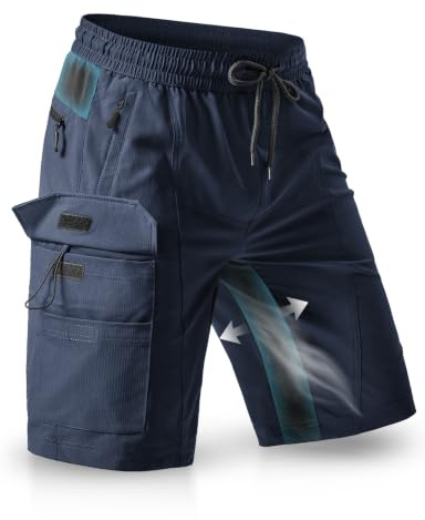 Wespornow Korta byxor, herrshorts, sommar med 5 fickor, stretch, lätta cargo, sportbyxor, arbetsbyxor, män, korta, vandringsbyxor, bermuda joggingbyxor, chino, MTB, cargobyxor, gym, linne, Marinblå