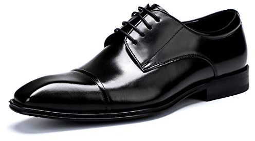 Générique Chaussures Habillées en Cuir pour Hommes Banquet Derbys Formels Affaires Chaussures à Lacets Basses Décontractées,Noir,43