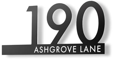 Personalised House Number Sign Matte Black Contemporary Cut Out Modern House Sign Door Number Plate Printed Address Signage With Hidden Fixings Weatherproof & Scratch-Resistant