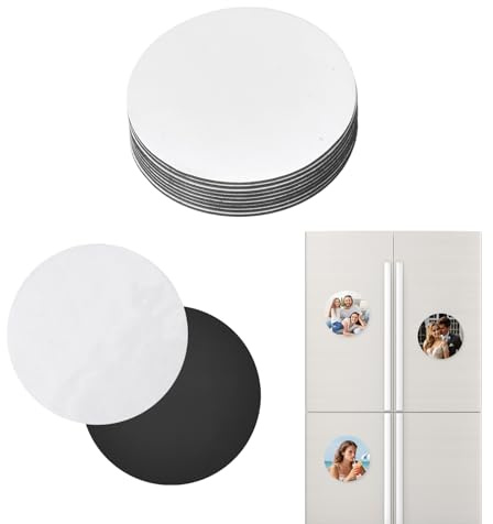 Homirty 10 Pezzi Magneti da Frigorifero a Sublimazione, Sublimazione in Bianco Magneti, Magnet Decorativi, Magnete Frigo Personalizzabile, Magnet da Frigorifero Sublimazione in Bianco (Rotondo)