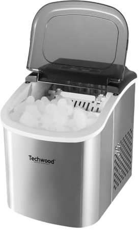 Máquina de hielo automática, producción 12 kg/24h, depósito de 1,3 L, bandeja 700 g, cuerpo de acero inoxidable