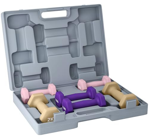 SPORTNOW Hantelset, 6er Set Hanteln mit Gewichten, Kurzhantelset aus Stahl, 1kg, 1,5kg, 2kg Kurzhanteln für Männer und Frauen, Dumbbell Set für Zuhause, Fitnessstudio, Krafttraining