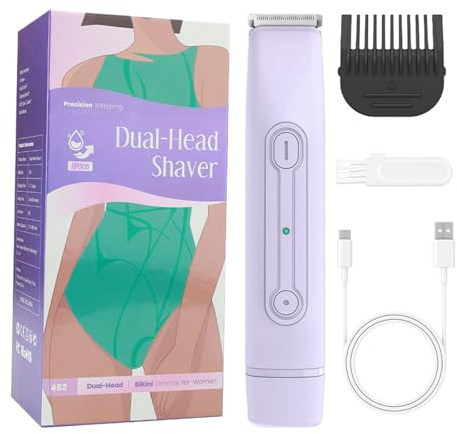 Removedor de pelo recargable para mujer, afeitadora doble para uso húmedo y seco, dispositivo de afeitado eléctrico para mujeres
