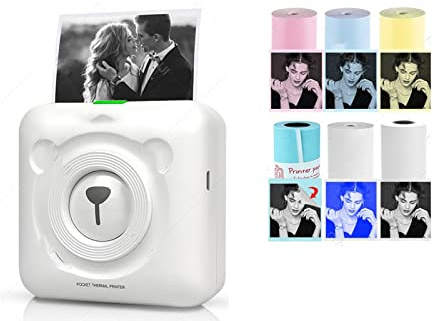 fotoprinter， Mini fickskrivare Bluetooth fotoskrivare(White Printer add 6Group)