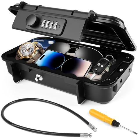 KONSTANTIA Caja Fuerte Portátil [24 x 14 x 4 cm] ABS Antigolpes sin Llave Ideal para Seguridad y Almacenamiento Impermeable Mini Caja Fuerte pequeña Caja Seguridad Camufladas para Uso Diario o Viajes