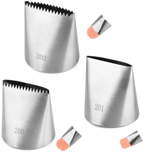 3-pack rörspetsar set stor tårta dekorationstips rostfritt stål bakverk munstycke spetsar glasyr rörform verktyg för gör-det-själv muffins kaka bröd fondant glasyrspetsar baktillbehör