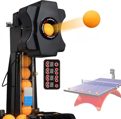 Tischtennis-Roboter, automatische Ping Pong Ballmaschine mit einstellbarem Spin für Solo-Übung oder Club-Training, inklusive Netz