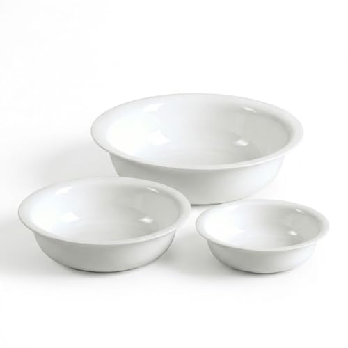 Set 3 Bacinelle Rotonde recipiente Catino in Plastica Bianca 26+30+34 cm per igiene personale Bucato a Mano Secchio Ammollo per Capi Delicati e Pulizie Domestiche Made in Italy Multiuso Salvaspazio