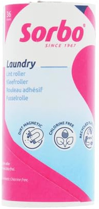 Sorbo Lint Roller, 36 Sheets, Chlorine-Free Sheets, 100% Recycled Plastic Body, Perfect for Quick and Easy Lint and Pet Hair Removal, Household Essential