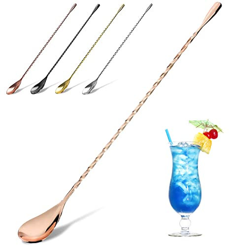 Cucchiaio da cocktail in acciaio inox, cucchiaio da bar con manico lungo 30 cm, agitatore per baristi o per uso domestico