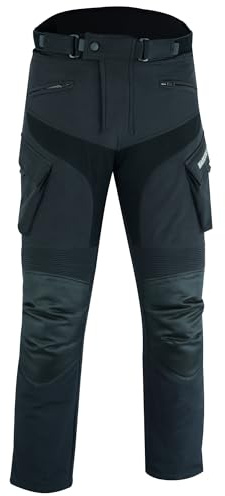 warrior gears Pantalones impermeables para motocicleta, Softshell, para hombre, color negro, para motocicleta, impermeables, transpirables, resistentes al viento, para hombre, Negro, 32W x 31L