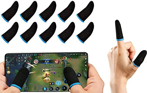 GENDA Fingerhülsen für Gaming | Nahtlose Anti-Schweiß-atmungsaktive Fingerhülsen-Handschuhe für Gaming | Daumenschutz | Fingerabdeckungen | PUBG Gaming Fingerhüllen | 10 Stück