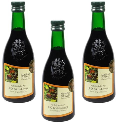 Kürbishof DEIMEL Steiermark/Austria - Ekonomipaket: 3 x 500 ml flaska - Original styriansk ekologisk pumpafröolja med skyddad geografisk beteckning - Direkt från producenten - Tilldelas årligen