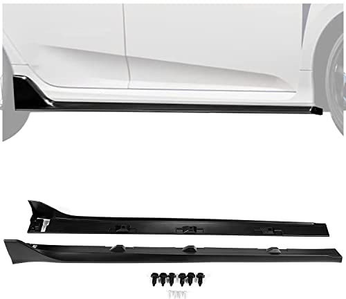 HECASA Side Skirt Body Kit Replacement Compatible with 2016-2021 Honda Civic 4 Door Sedan DX EX LX Si Rocker Panel Guard Extension PP Plastic Black Type-R Style