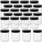 CHEUKYIU 24 Stück 250ml Einmachgläser Kunststoff Klar Vorratsbehälter Schwarz Luftdichte Schraubgläser mit Deckel Slime Behälter für Küche zu Hause Lebensmittel Spice Cosmetic Slime