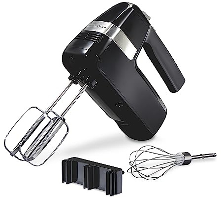 Hamilton Beach Electric Hand Mixer, 6 Speeds + Stir Button, 300 Watts of Peak Power for Powerful Mixing, Includes Whisk and Storage Clip, Black (62628)