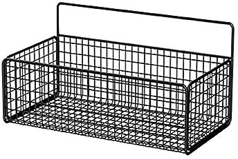 Ioensy Cestas de cocina colgante cesta de almacenamiento de alambre de metal en puerta de armario organizador cesta para despensa, negro