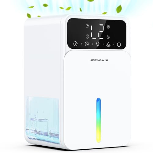 Portable Dehumidifiers for Home Bathroom Basement | Small Electric Dehumidifier for Rooms | Ultra Quiet | 12H Timer | 7 Color Lights | Auto-Off | Auto Deforst