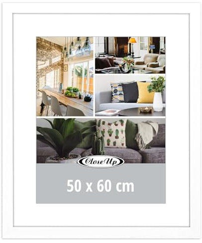 Close Up Posterrahmen 50 x 60 cm weiß Bilderrahmen aus MDF mit bruchsicherer PVC-Glasscheibe - Profilbreite 30 mm