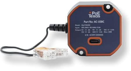 PoE Texas in-Wall AC to USB-C Power Adapter, 30W