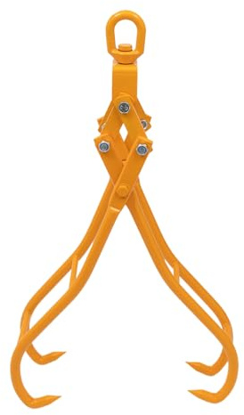 Log Lifting Tongs, 36 inch 4 Claw 2T/4409lbs Heavy Duty Grapple Timber Claw Large Steel Timber Log Grapple Skidding Eagle Claws Design for Truck, ATV, Tractor and Skidder (yellow-36inch)