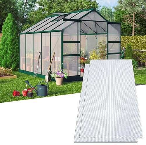 YARDIN Lot de 14 plaques de serre à double paroi de 4 mm d'épaisseur, plaques alvéolaires en polycarbonate P 60,5 x 121 cm Pièces de rechange pour abri de jardin et serre