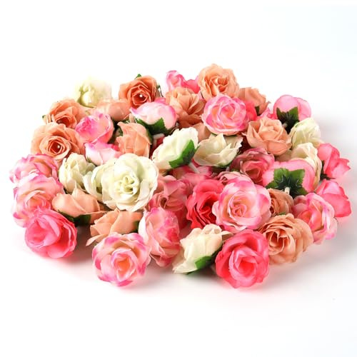 JRYGAC 80 Piezas de Cabezas de Flores de Rosas Artificiales, Flores Artificiales Decoracion Rosas, Flores Secas Decoracion Flores Artificiales, Decoración de Boda y Fiesta DIY (4 Colores)