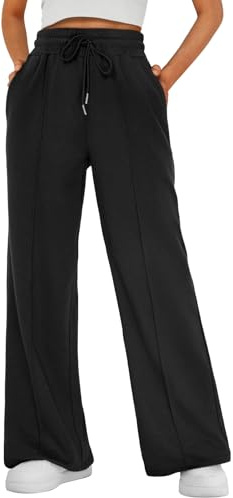 AUTOMET Womens Wide Leg Sweatpants Baggy Lounge Travel Pants Plus Size Fall Fashion Outfits 2026 Winter Clothes Joggers Black XL
