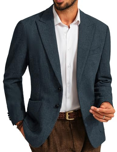 PJ PAUL JONES Sakko - Blazer da uomo, sportivo, Regular Fit, in lana tweed, stile British, moderno, giacca da uomo, Blu mare, M