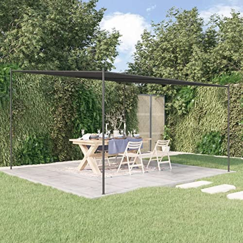 Iiaky Gazebo Antracite 4x4 m 180 g/m² Tessuto e Acciaio,Gazebo Pergola con Telo Impermeabile Richiudibile E Struttura Rettangolare in Acciaio Inossidabile Ad Alta Densità,per Arredo Giardino,Terrazzo