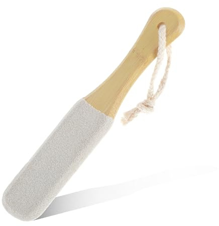 WLLHYF Foot File, Pumice Stone Exfoliating Pedicure Rasp Foot Scrubber with Wooden Handle, Remove Hard Dead Skin Callus Dry Rough Cracked Corn Feet in Shower (White)
