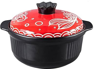 KUOYTT Cazuela de cerámica Resistente a Altas temperaturas Cazuela de Gas para el hogar Cada año Hay una cazuela para guisar Pescado Cazuela de arroz Cazuela de Piedra (B 3,4 L)