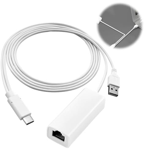 Adaptateur USB Ethernet 1gbps USB-C vers Rj45, Adaptateur RéSeau Filaire avec CâBle USB 2.0 pour Alimentation Adaptateur RéSeau LAN Stable, Plug & Play, Haute Compatibilité
