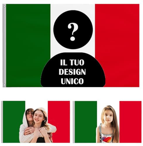 bandiera italiana personalizzato (90x150cm) striscione personalizzata Crea la tua immagine arazzo da parete banner, telo arredo divertente,poster decorativo per club, concerti