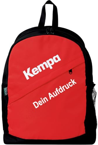 Kempa Sportartikelland Angebote Team Junior Rucksack für Kinder schwarz/rot mit Aufdruck Name