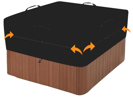 Housse de Protection carrée pour Jacuzzi, bâche Oxford 600D pour Jacuzzi extérieur, imperméable Couverture pour Spa, Coupe-Vent, Protection UV, résistante aux intempéries, Noire (220 * 220 * 25cm)