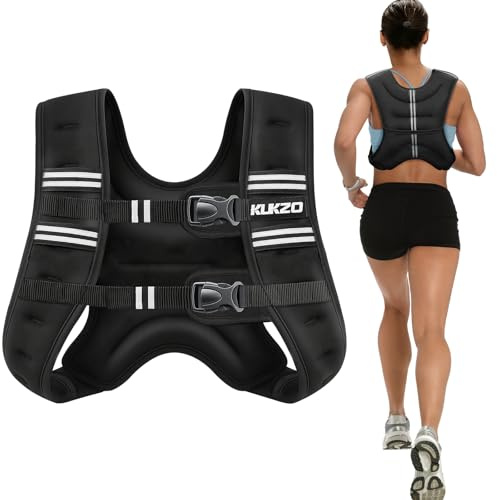 KUKZO Weighted Vest Woman,12 Lb Unisex Reflective Strength Training Weight Vest For Running, Jogging, Cardio & Workouts