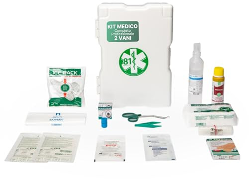 REMEDIA ONE - Cassetta Pronto Soccorso Aziende Allegato 1 - Cassetta Primo Soccorso 2 Vani - Kit Medico Completo Professionale