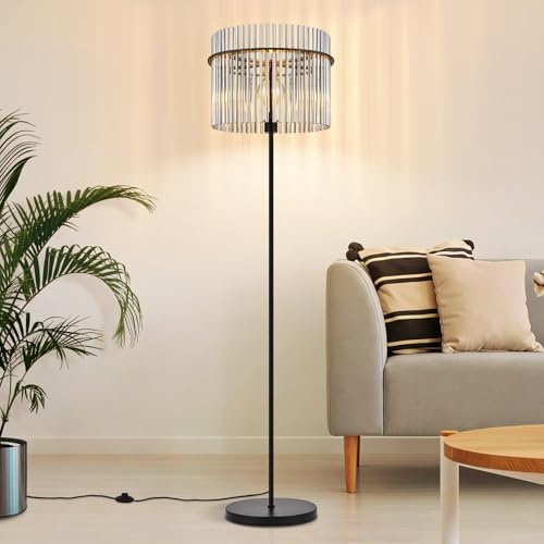 Lichtmaler Svart Glasgolvlampa - Vardagsrumsgolvlampa Med E27-Sockel och Fotpedal, Modern Läslampa för Sovrum, Barnrum och Kontor (glödlampa ingår ej)