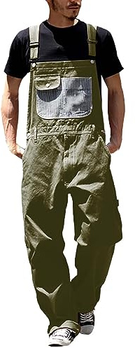 Generisch Salopette cargo pour homme - Jeans baggy - Pantalon de travail simple avec plusieurs poches - Combinaison classique en denim - Pantalon de travail vintage - Salopette de travail ample