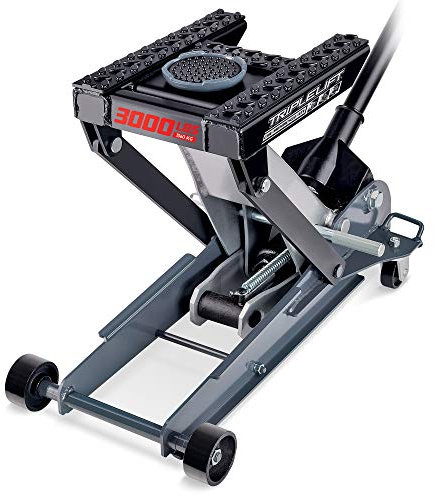 Powerbuilt 3000 Pound Triple Lift Garage Jack, Heavy Duty Vehicle, Truck, Car, Motorcycle, Transmission Lift, 1.5 Ton Capacity, 620622
