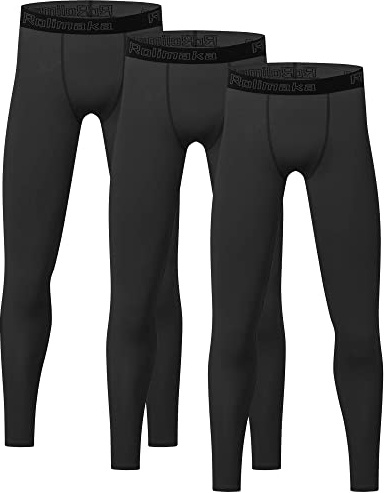 4 or 3 Pack Youth Boys' Compression Leggings Tights Athletic Pants Sports Base Layer for Kids Cold Gear 3 Black M